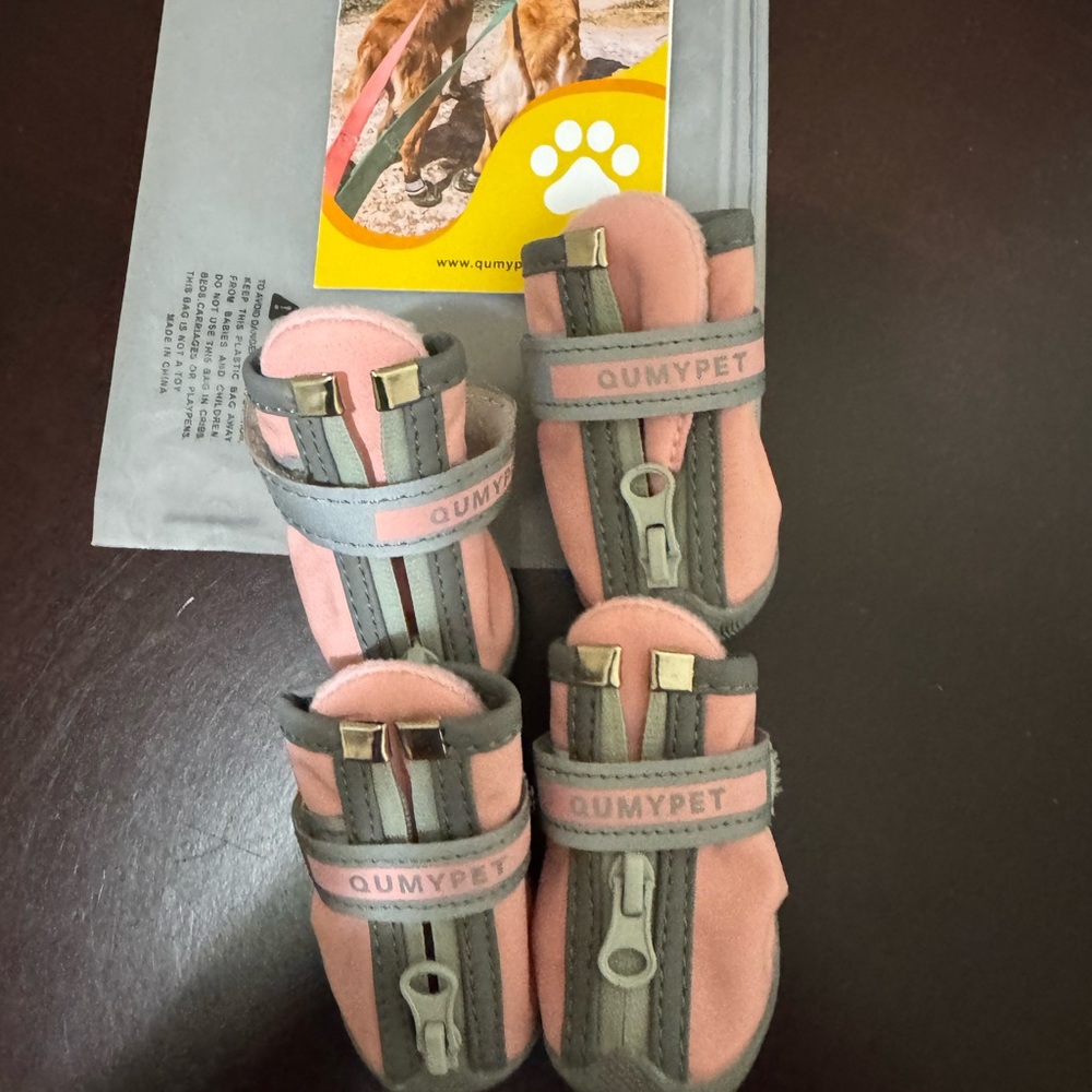 Pink and Gray Dog Booties